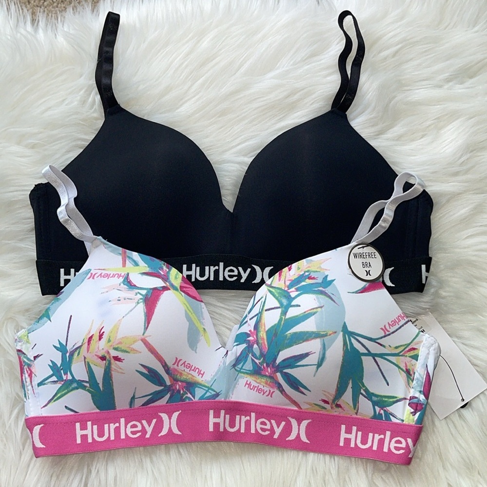 Hurley 2 Pack Wirefree No wire Push up Light Padded Bra NWT